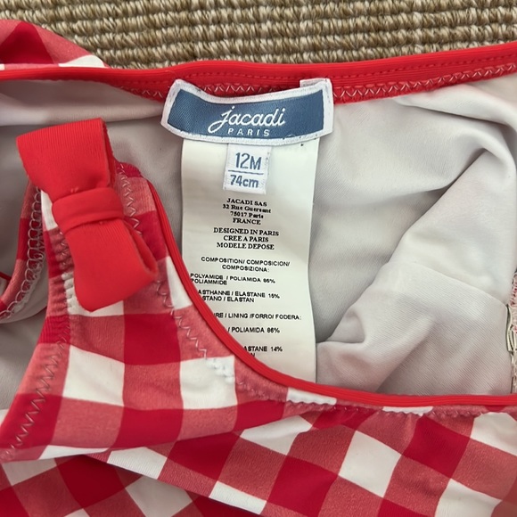 Jacadi Red Gingham Swimsuit 12 months - Picture 4 of 4